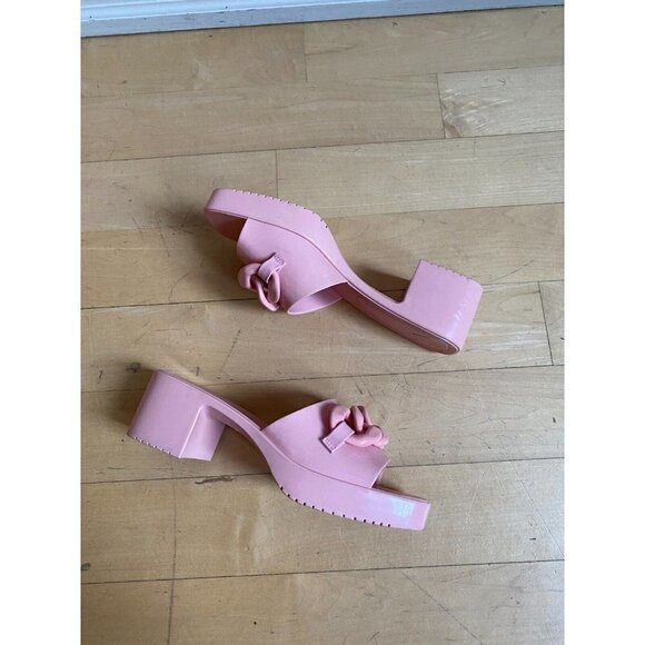 BP jollie jelly Women's pink open toe block heel sz 8 platform - Picture 3 of 8